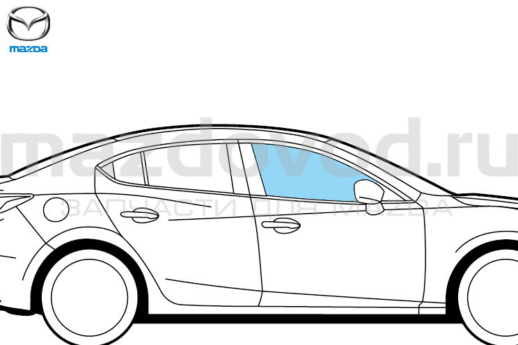 Стекло боковое переднее правое для Mazda 3 (BM/BN) (MAZDA)