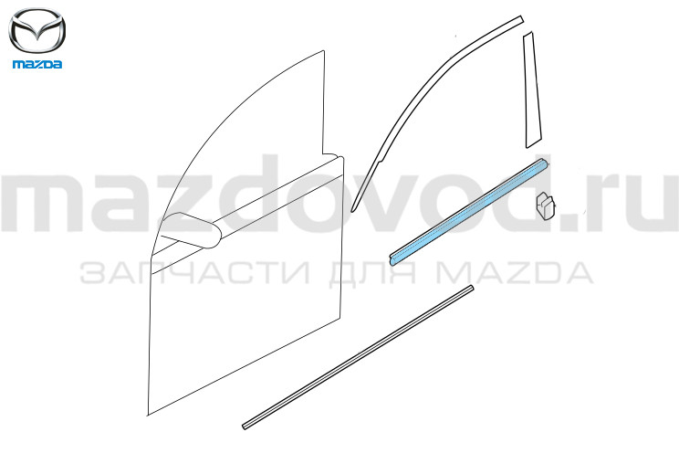 Молдинг стекла передней двери правый для Mazda 3 (BK) (MAZDA)