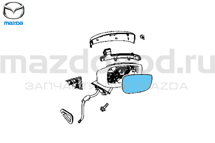 Зеркальный элемент правый (без контроля слеп. зон) для Mazda CX-5 (KF) (MAZDA)