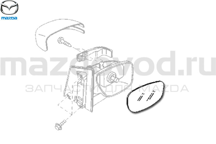 Зеркальный элемент правый (С подогревом) для Mazda CX-7 (ER) (MAZDA)