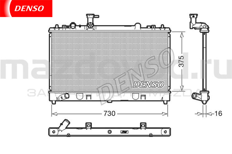 Радиатор охлаждения ДВС для Mazda 6 (GH) (МКПП) (2.5) (DENSO)