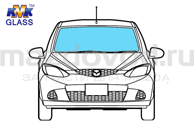 Стекло лобовое для Mazda 2 (DE) (W/RS) (07-10) (KMK GLASS)