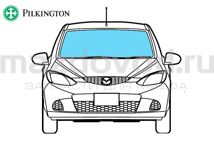 Стекло лобовое для Mazda 2 (DE) (W/RS) (07-10) (PILKINGTON)