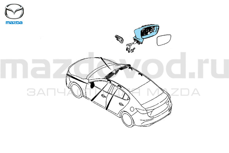 Корпус правого зеркала заднего вида для Mazda 3 (BN) (MAZDA)