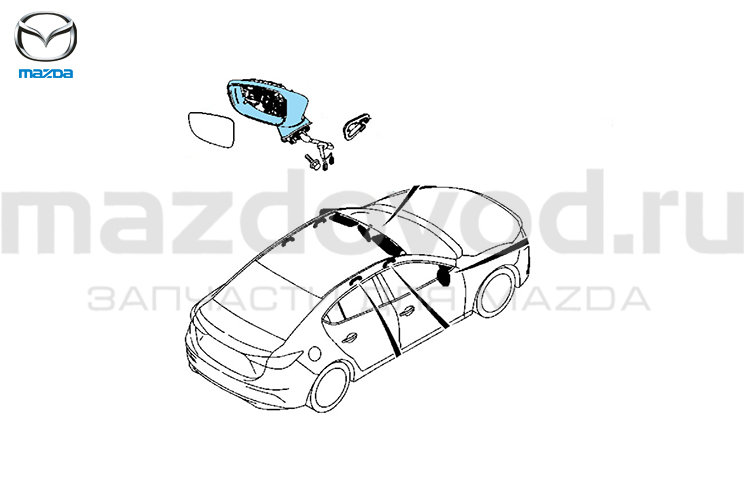 Корпус левого зеркала заднего вида для Mazda 3 (BN) (MAZDA)