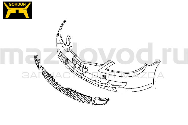 Решетка FR бампера (CTR) для Mazda 6 (GG) (05-07) (GORDON)