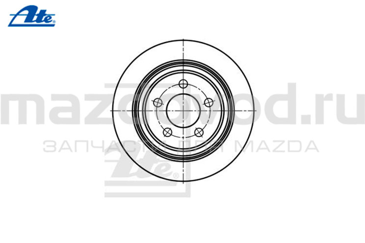 Диски тормозные RR для Mazda 5 (CR/CW) (R16) (ATE)